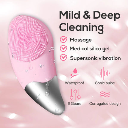 Electric Silicone Facial Cleansing Brush Face Washing Brush Cleaner Massager