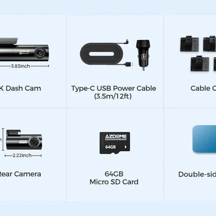 4K UHD Dual GPS Dash Cam Front+Rear Car DVR Recorder Camera Night Vision