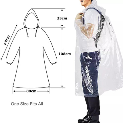 10Pcs Disposable Ponchos Emergency Rain Coats Adult Raincoat Camping Hiking