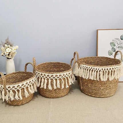 3 Piece Storage Basket Braided Changing Table Organiser Bathroom Kitchen Laundry