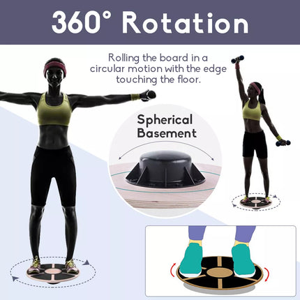 Wooden Balance Board Core Trainer Fitness Round Wobble Platform Yoga Pilate