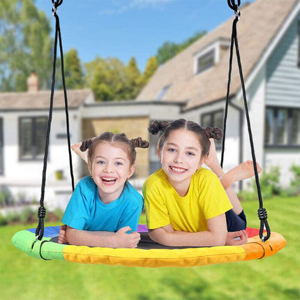 100cm max 150kg Spider Web Net Tree Swing Large Round Seat Kids Outdoor Yard Toy