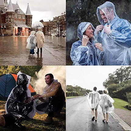 10Pcs Disposable Ponchos Emergency Rain Coats Adult Raincoat Camping Hiking