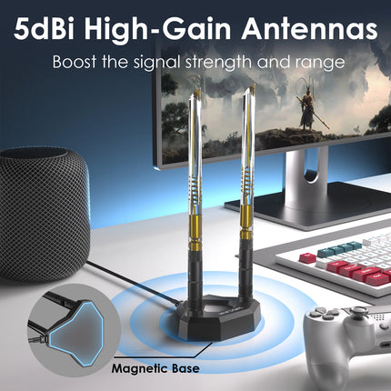 WiFi 6E Tri-band Extension Antenna for PCIe Network Card WiFi 6/6E Router BT5.3