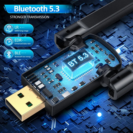 2Pcs 180M Long Range USB Bluetooth Adapter 5.3 for PC Audio Mouse Keyboard Windows