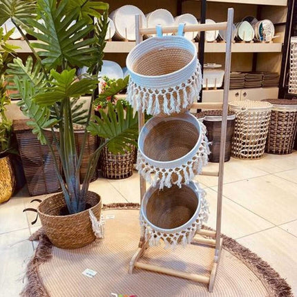 3-Tier Storage Basket Floor Stand with Market Baskets Shelf Laundry Organizer Au