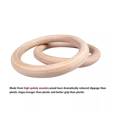 Wooden Gymnastic Olympic Rings Crossfit Gym Fitness Strength Training BS:600KG