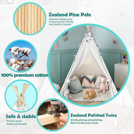 160cm Large Kids Teepee Play Tent Indoor House Children Wigwam Toys