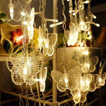 Butterfly 96 LED Fairy String Curtain Lights Christmas Party Wedding Decor Lamp