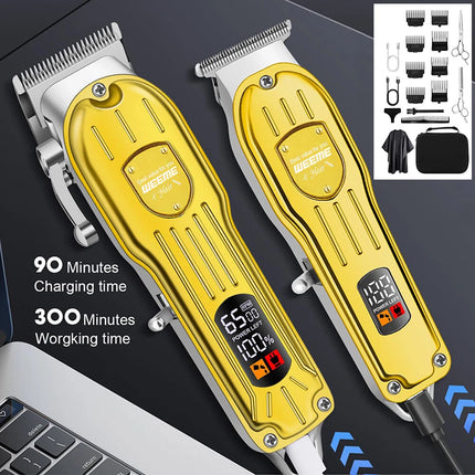 Battery Rechargeable Pro Hair Clipper Set Cordless Hair Trimmer With LED Display