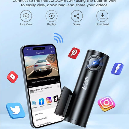 Dual Lens Dash Cam 4K+1080P 5.8GHz WiFi GPS Voice Control Night Vision
