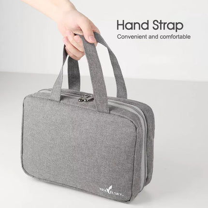 Large Hanging Hook Toiletry Bag Waterproof Travel Makeup Cosmetic Organizer Case Grey