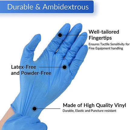 100Pcs Thick Disposable Nitrile Gloves Glove Rubber Powder Free Industry Blue Extra Large