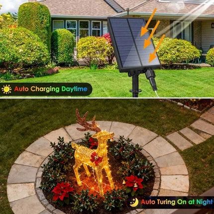 4.2ft Christmas Decoration Reindeer LED Lights Light up Solar Iron Frame Door De