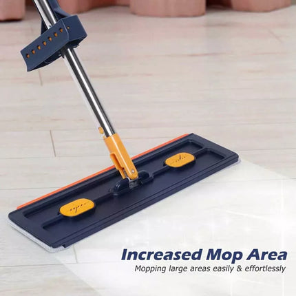 New Upgrade Style Large Flat Mop, 360°Rotating Magic Self Wringing Mop+2 Pads