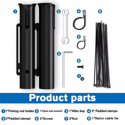 2 Tubes Fishing Rod Holder Secures Fishing Pole for Bicycle Rod Rack for Bike