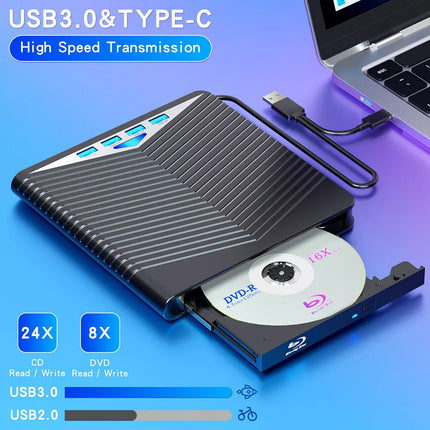 USB External CD RW DVD ROM Writer Burner Player Drive for Laptop PC Mac Windows