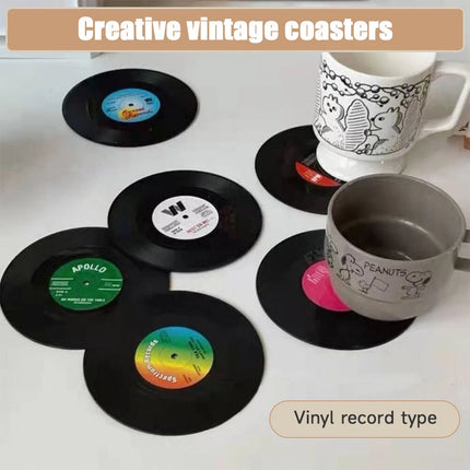 18PCS Retro Record Disk Coasters Vinyl Drinks Holder Non-Slip Mug Pads Placemat