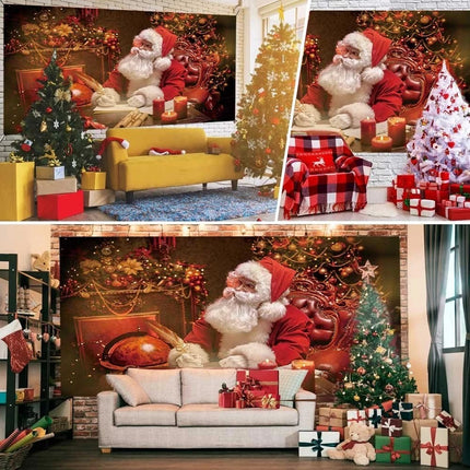 Christmas Garage Door Decoration Xmas Eve Banner Cover Backdrop Wall Decor Post