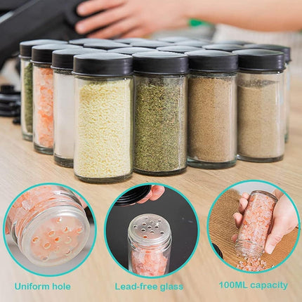18pcs Jar Kitchen Countertop Holder Spice Rack Organizer Revolving Spice Rack Holder