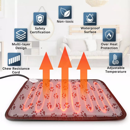 Pet Dog Cat Bunny Electric Heat Heated Heating Heater Pad Mat Blanket Bed