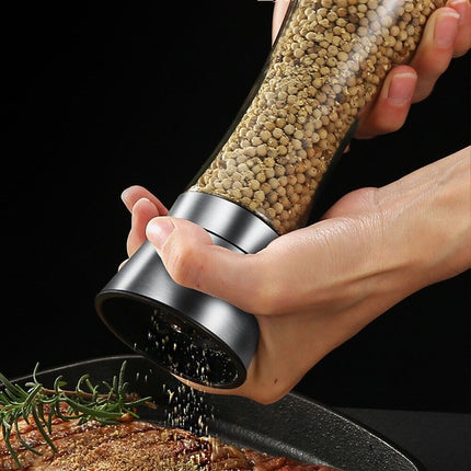 2x Stainless Steel Salt and Pepper Grinder Manual Ceramic Mills Glass Kitchen