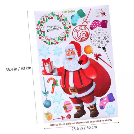 3Pcs Christmas Window Wall Stickers Santa Xmas Wallpaper Home Decor Decorations