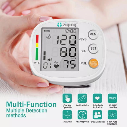 High Accuracy Wrist Blood Pressure Monitor Automatic Digital Heart Rate Monitor