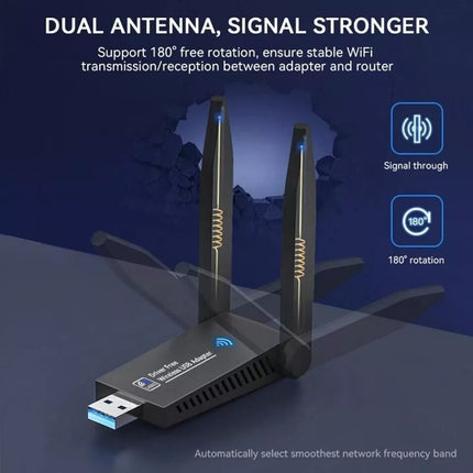 1300Mbps USB 3.0 Wireless WiFi Receiver Bluetooth Adapter 5GHz Dual Band Dongle