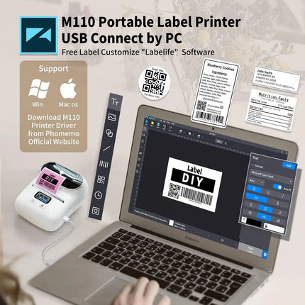 M110 Bluetooth Label Maker Machine Wireless Mini Thermal Printer Sticker