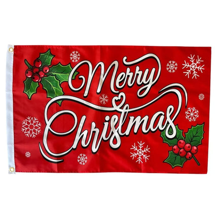 2PCS Merry Christmas Flag 3ft x 2ft / 90 x 60cm Santa Holly Christmas Flag