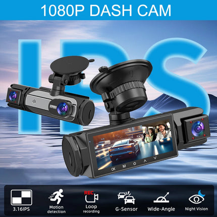 1080P Car Dash Cam Front and Inside Dash Camera Driving Recorder IR Night Vision