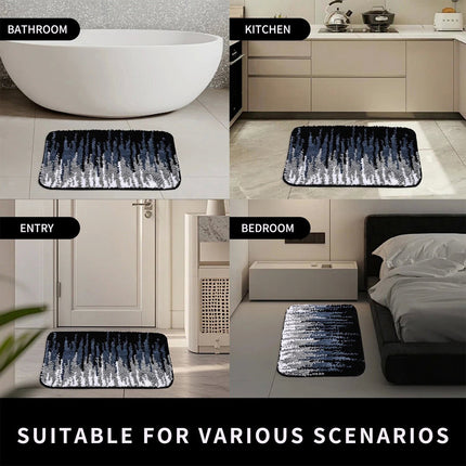Black 3 Pcs Microfiber Bathroom Rug Shaggy Soft Non-Slip Absorbent Bath Mat Plush