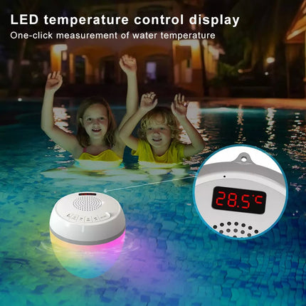 Portable Pool Lightshow Bluetooth Speaker with LED Temperature Display