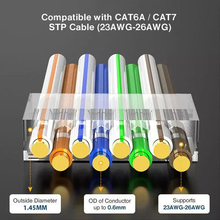 100Pcs Of RJ45 Cat7 & Cat6A No-Pass Through Connectors RJ45 Modular Plug 50UM