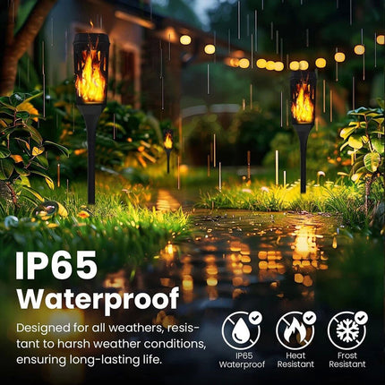 2 Packs Halloween Decoration Outdoor Solar Lights Torch Light Flickering Flame Pathway