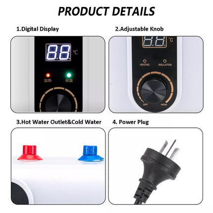 Portable Electric Mini 10L Hot Water System Heater 1500W Instant Under Sink Tap