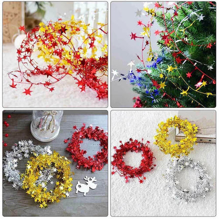 6 Color 7.5M Christmas Hanging Star Pine Tree Garland Rattan Xmas Party Wedding Ornament