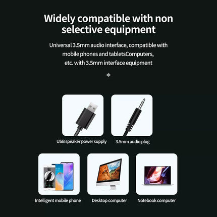 Wired PC Speakers LED Computer Stereo Speaker USB Powered for Desktop PC Laptop