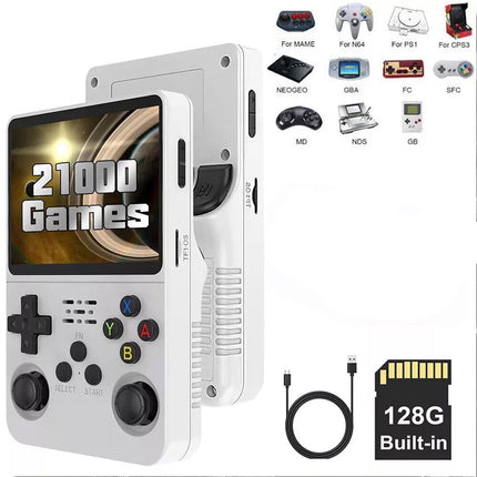 R36S Retro Handheld Video Game Console 3.5 Inch IPS Screen 128Gb White