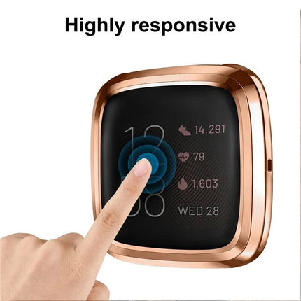Rose Gold Fitbit Versa 3 / Sense  Case Cover Screen Protector Full Coverage Watch
