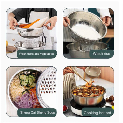 3in1 Multifunction Grater + Drain Basket + Basin Stainless Steel Box Grater Setsf
