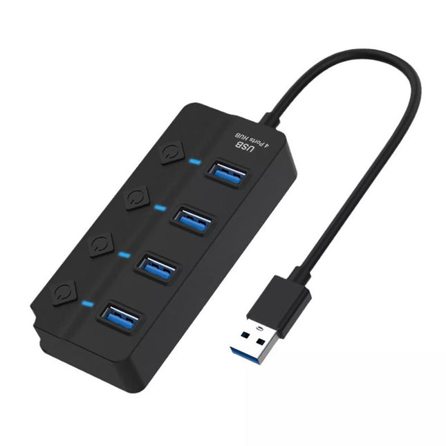 4 Port USB 3.0 Hub High Speed Slim Compact Expansion Smart Splitter