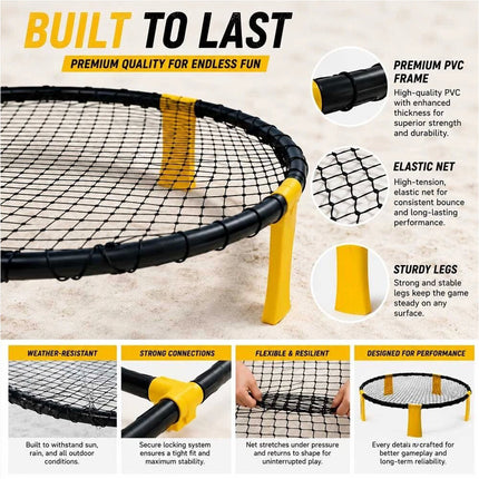 Roundnet Game Set with 3 Balls and Carry Bag Outdoor Beach Backyard Sports Game