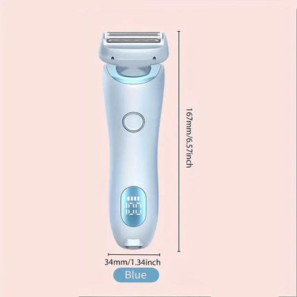 Blue Cordless Womens Electric Shaver Razor - 2-in-1 Gentle & Efficient Hair Trimmer