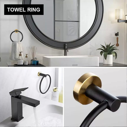 4Pcs Bathroom Hardware Set Towel Ring Hooks Paper Holder 304 Stainless Steel