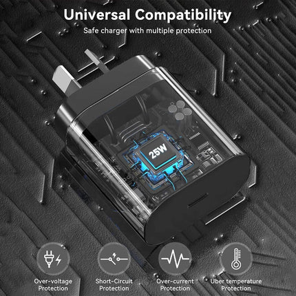 White 25W Super Fast Samsung Phone Charger S25 Adapter