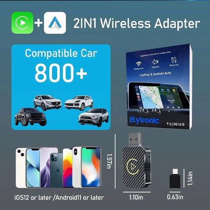 Wireless Apple Carplay Android Auto Adapter for iPhone Car Play Plug & Play