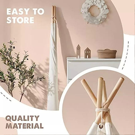135cm Teepee Tent Kids Cotton Canvas Play House Boys Girls Gift Indoor With Dec Balls