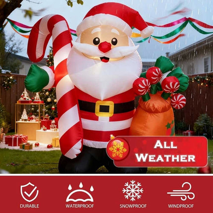 6Ft Inflatable Christmas Cute Fat Santa Claus With LED lights decoration Xmas